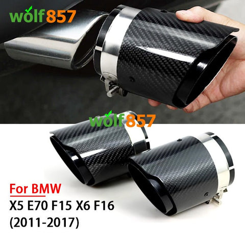 2pcs X5 F15 X6 F16 Carbon Fiber Gloss Black Inner Exhaust Tips