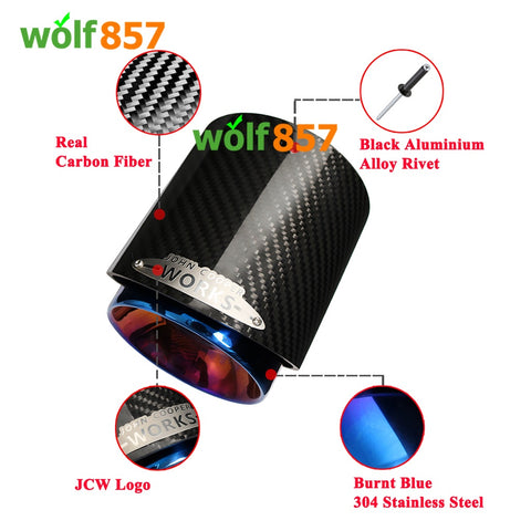 MINI JCW F54 F55 F56 F60 R55 R56 R57 R58 Real Carbon Fiber Exhaust Tips