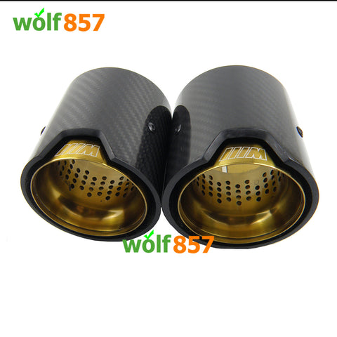 BMW F20 F21 M135i M140i Gloss Carbon Fiber M Performance Gold SUS304 Exhaust Tips