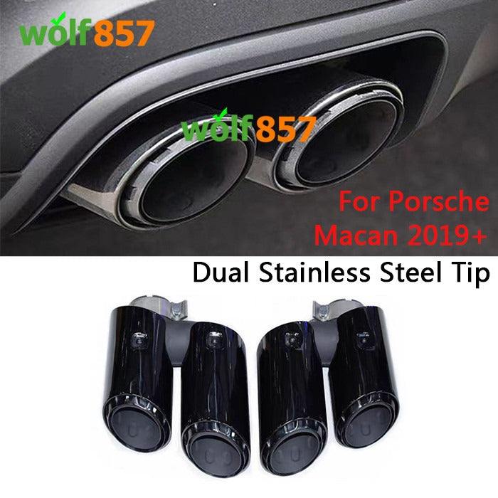 1 Pair Porsche Macan 2019+ Titanium Black 304 Stainless Steel Exhaust Tip