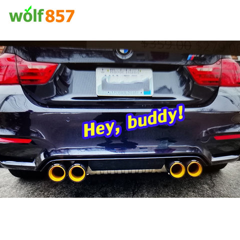 BMW Style 120mm Length Gloss Carbon Fiber M Performance Gold SUS304 Exhaust Tips