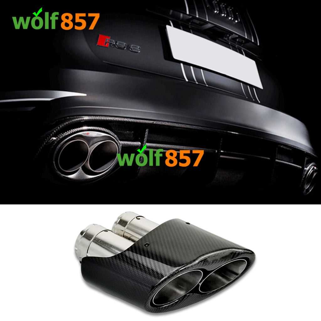 Audi RS3 RS4 RS5 RS6 RS7 Dual Inlet Carbon Fiber AK Style Exhaust Tip ...