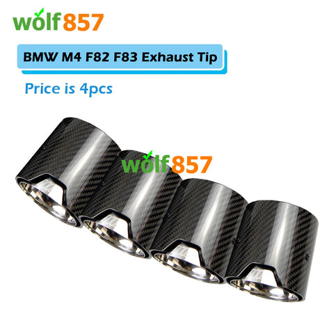 BMW M4 F82 F83 Gloss Carbon Fiber M Performance Chrome SUS304 Exhaust Tips