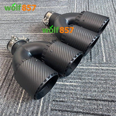 Universal Dual Y-shaped Matte Carbon Fiber Matte Black SUS304 Exhaust Tips