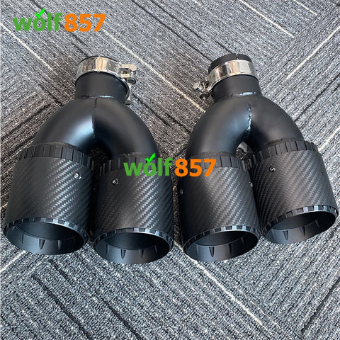 Universal Dual Y-shaped Matte Carbon Fiber Matte Black SUS304 Exhaust Tips