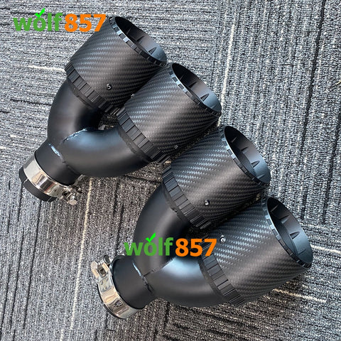 Universal Dual Y-shaped Matte Carbon Fiber Matte Black SUS304 Exhaust Tips