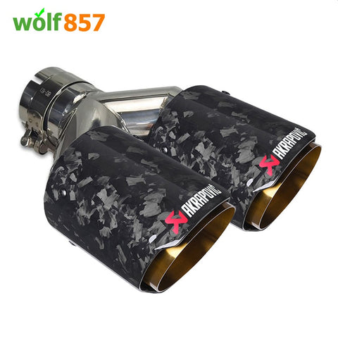 Universal AK Style Dual Y-shaped Forged Carbon Fiber Gold SUS304 Exhaust Tips