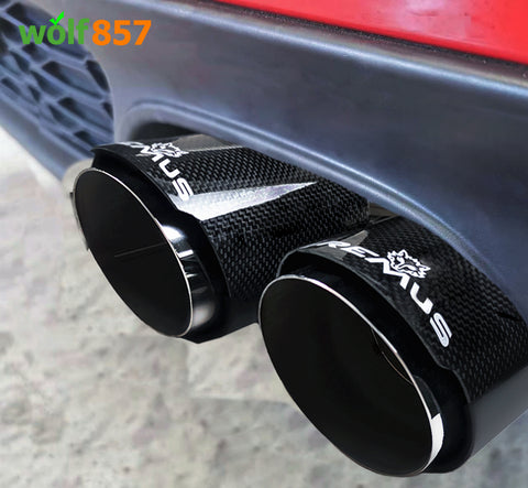 Universal Remus Style Dual Y-shaped Gloss Carbon Fiber Chrome SUS304 Exhaust Tips