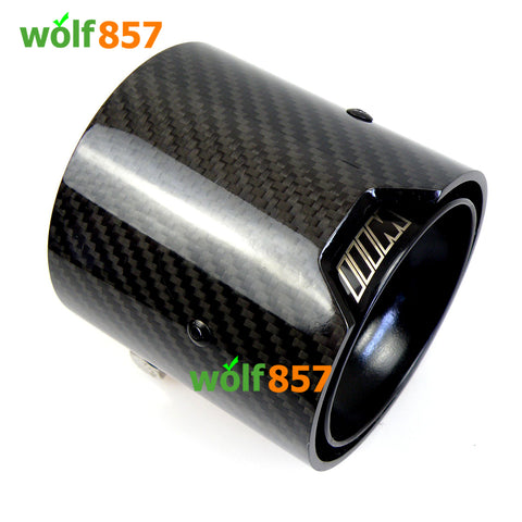 BMW Style 90mm Length Gloss Carbon Fiber M Performance Black SUS304 Exhaust Tips