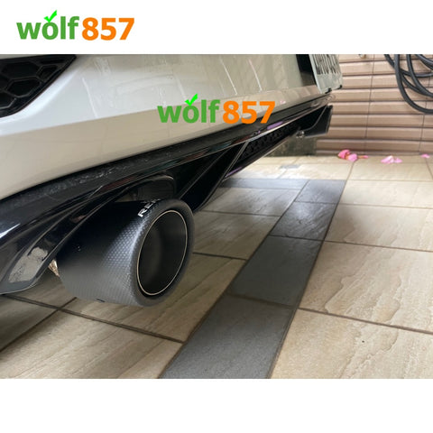 Y Style Universal Matte Curly Carbon Fiber AK Style Chrome Dual Exhaust Tip