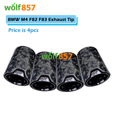 BMW M4 F82 F83 Gloss Forged Carbon Fiber M Performance Black SUS304 Exhaust Tips