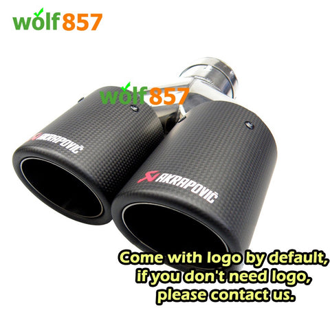 Y Style Universal Matte Curly Carbon Fiber AK Style Chrome Dual Exhaust Tip